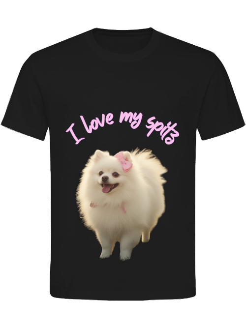 I love my spitz white spitz BLACK T-SHIRT