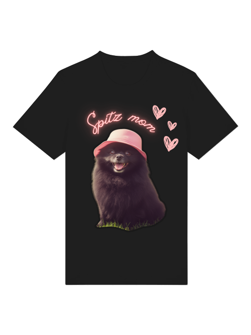 Spitz mom BLACK T-SHIRT
